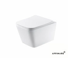 将图片加载到图库查看器,AFFINARE AFT-WM520 Square Matte Rimless Wall Hung WC Toilet with Quick Release Seat | FIORDO Series