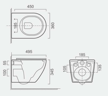 Cargar imagen en el visor de la galería, Wall-hung Toilet -490 Matt Black
