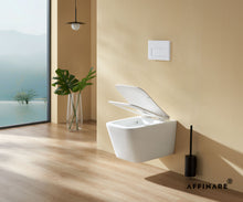 将图片加载到图库查看器，AFFINARE AFT-WM520 Square Matte Rimless Wall Hung WC Toilet with Quick Release Seat | FIORDO Series
