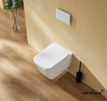 将图片加载到图库查看器，AFFINARE AFT-WM520 Square Matte Rimless Wall Hung WC Toilet with Quick Release Seat | FIORDO Series
