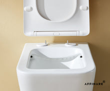 将图片加载到图库查看器，AFFINARE AFT-WM520 Square Matte Rimless Wall Hung WC Toilet with Quick Release Seat | FIORDO Series
