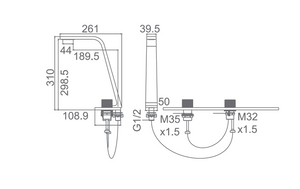 RF-2021B Miscelatore per lavabo Locke Rubinetti miscelatori di alta qualità nero / cromo / grigio canna di fucile / oro Rubinetto per lavabo in rame con doppia maniglia montato su ponte 