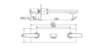 RF-6805 Ginkgo monomando de pared para lavabo 