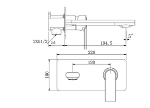 RF-6806 Ginkgo - Mezclador monomando de pared para lavabo 