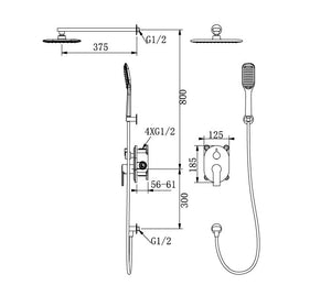 RF-6815 Ginkgo - 2 function head/hand shower concealed shower