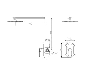 RF-6816 Ginkgo - Soffione a incasso a 1 funzione 