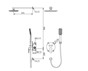 RF-6817 Ginkgo - Soffione doccia a 2 funzioni doccia ad incasso 