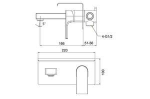 RF-6908 Miscelatore monocomando per lavabo a parete 