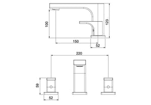 RF-6909 Miscelatore lavabo da appoggio doppia maniglia in pino 