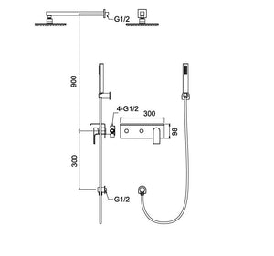 RF-6920 Soffione doccia a 2 funzioni Pine-doccetta a incasso