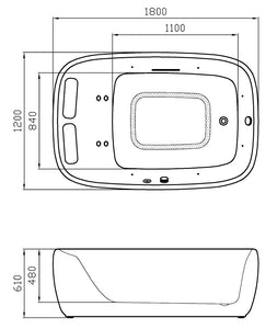 RF-2809 massage Bathtub with whirlpool bathtub indoor acrylic hydrotherapy hot tub